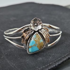 Kingman Turquoise Southwest Style 925 Sterling Silver Bangle Cuff (RSB2-117)