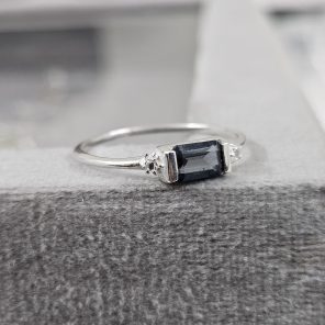 London Blue Topaz & White Topaz 925 Sterling Silver Ring ( RSEXT65-14)