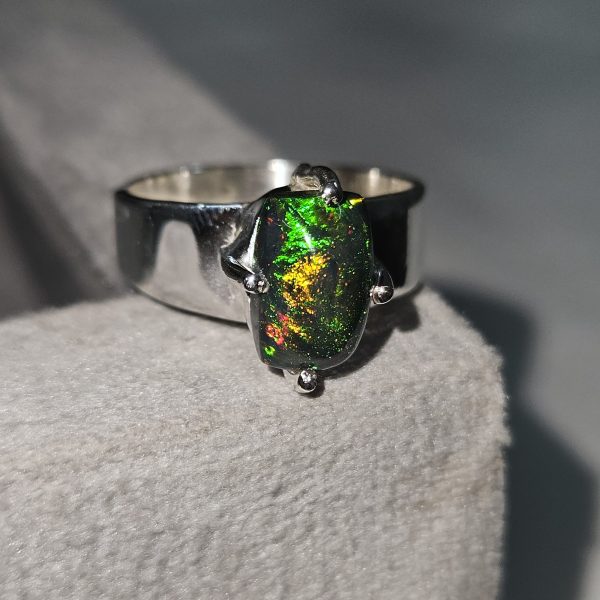 Black Opal Size US 8 Sterling Silver 925 Ring (REXT50-51)