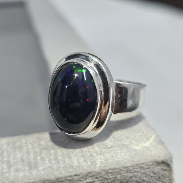 Black Opal Size US 9 Sterling Silver 925 Ring (REXT50-61)