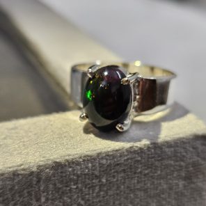 Black Opal Size US 9 Sterling Silver 925 Ring (REXT50-54)