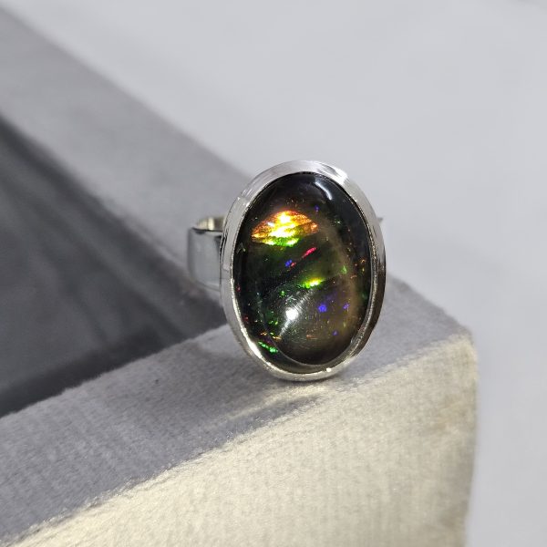 Black Opal Size US 8 Sterling Silver 925 Ring (REXT50-63)