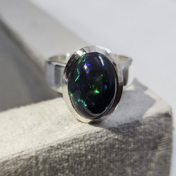 Black Opal Size US 9 Sterling Silver 925 Ring (REXT50-60)