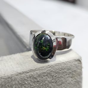 Black Opal Size US 6 Sterling Silver 925 Ring (REXT50-59)