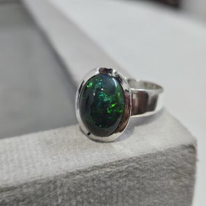 Black Opal Size US 6 Sterling Silver 925 Ring (REXT50-57)