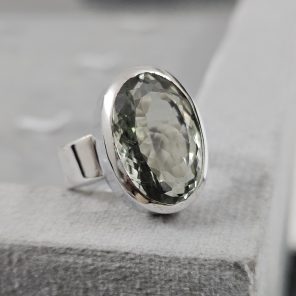 Statement Green Amethyst Sterling Silver 925 Ring (REXT63-2)