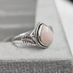 Pink Opal Dainty 925 Sterling Silver Ring (RS100-118)