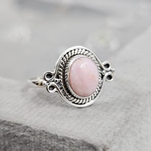 Pink Opal Dainty 925 Sterling Silver Ring (RS100-123)