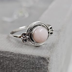 Pink Opal Dainty 925 Sterling Silver Ring (RS100-124)