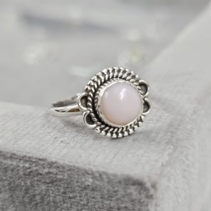 Pink Opal Dainty 925 Sterling Silver Ring (RS100-128)