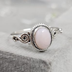 Pink Opal Dainty 925 Sterling Silver Ring (RS100-110)