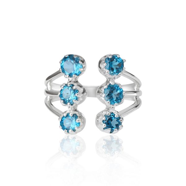 London Blue Topaz Multi Row 925 Sterling Silver Ring (RS112-109)