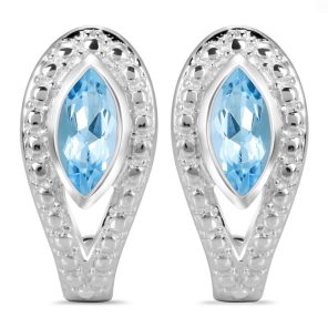 Blue Topaz Serpent 925 Sterling Silver Stud Earring (RS101-11)