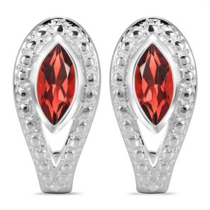 Garnet Serpent 925 Sterling Silver Stud Earring (RS101-6)