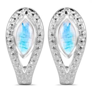 Moonstone Serpent 925 Sterling Silver Stud Earring (RS101-9)