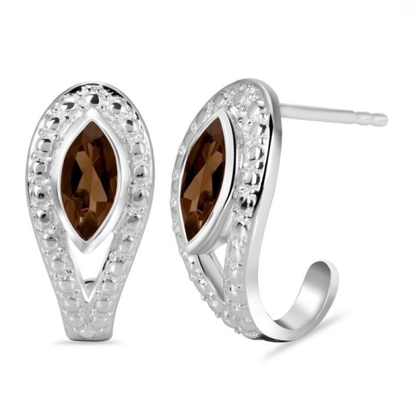 Smoky Quartz Serpent 925 Sterling Silver Stud Earring (RS101-8) - Image 2