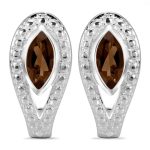 Smoky Quartz Serpent 925 Sterling Silver Stud Earring (RS101-8)