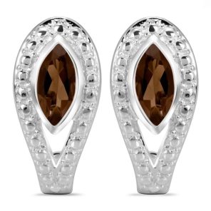 Smoky Quartz Serpent 925 Sterling Silver Stud Earring (RS101-8)