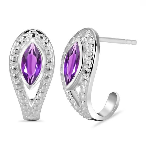 Amethyst Serpent 925 Sterling Silver Stud Earring (RS101-10) - Image 2