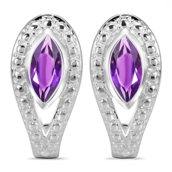 Amethyst Serpent 925 Sterling Silver Stud Earring (RS101-10)
