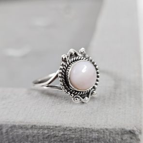 Pink Opal Dainty 925 Sterling Silver Ring (RS100-140)