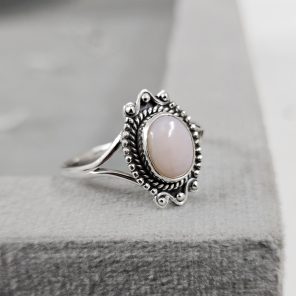 Pink Opal Dainty 925 Sterling Silver Ring (RS100-141)