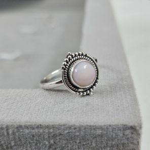Pink Opal Dainty 925 Sterling Silver Ring (RS100-136)