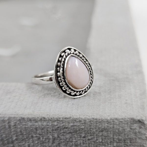 Pink Opal Dainty 925 Sterling Silver Ring (RS100-151)