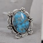 Morenci Turquoise Sunflower Southwest Size US 10 925 Silver Ring (RS100-154)