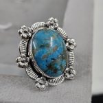 Morenci Turquoise Sunflower Southwest Size US 10 925 Silver Ring (RS100-153)