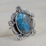 Morenci Turquoise Sunflower Southwest Size US 9 925 Silver Ring (RS100-160)