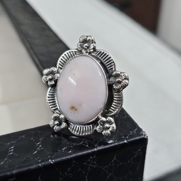 Pink Opal Sunflower Southwest Size US 6 925 Silver Ring (RS100-172)