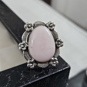 Pink Opal Sunflower Southwest Size US 6 925 Silver Ring (RS100-175)