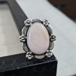 Pink Opal Sunflower Southwest Size US 10 925 Silver Ring (RS100-178)