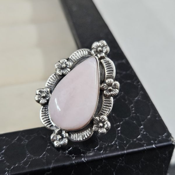 Pink Opal Sunflower Southwest Size US 7 925 Silver Ring (RS100-170)