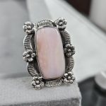 Pink Opal Sunflower Southwest Size US 9 925 Silver Ring (RS100-179)