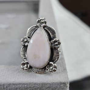 Pink Opal Sunflower Southwest Size US 10 925 Silver Ring (RS100-176)