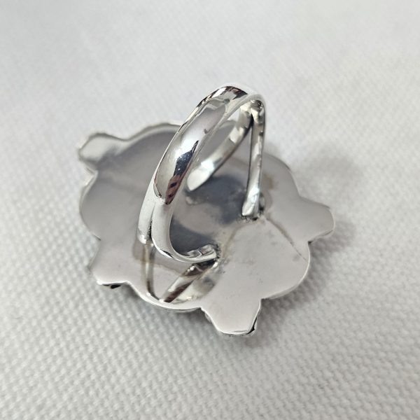 Morenci Turquoise Sunflower Southwest Size US 10 925 Silver Ring (RS100-155) - Image 2