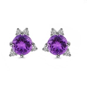 Amethyst & White Topaz 925 Sterling Silver Stud Earring (RS102-16)
