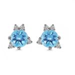 Blue Topaz & White Topaz 925 Sterling Silver Stud Earring (RS102-18)