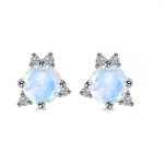 Moonstone & White Topaz 925 Sterling Silver Stud Earring (RS102-15)