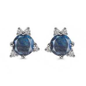 Labradorite & White Topaz 925 Sterling Silver Stud Earring (RS102-20)