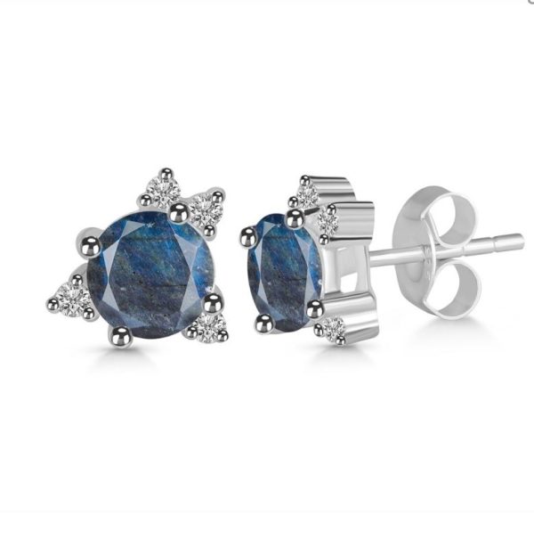 Labradorite & White Topaz 925 Sterling Silver Stud Earring (RS102-20) - Image 2