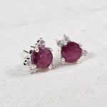 Ruby & White Topaz 925 Sterling Silver Stud Earring (RS102-21)