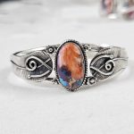 Pink Dahlia Turquoise Southwest Style 925 Sterling Silver Bangle Cuff (RSB2-130)