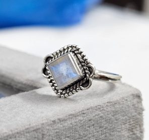 Faceted Moonstone Dainty 925 Sterling Silver Ring (RS61-182)