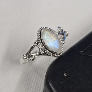 Faceted Moonstone Dainty 925 Sterling Silver Ring (RS61-176)
