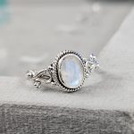 Faceted Moonstone Dainty 925 Sterling Silver Ring (RS61-177)