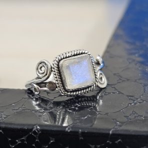 Faceted Moonstone Dainty 925 Sterling Silver Ring (RS61-180)