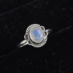 Faceted Moonstone Dainty 925 Sterling Silver Ring (RS61-183)